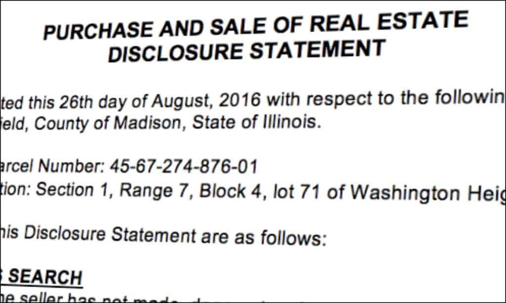 purchase and sale of real estate disclosure statement