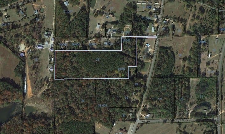 wooded lot in Alabama parcel view