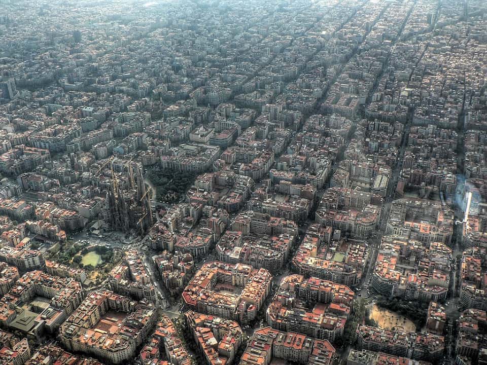 bird's eye view of barcelona spain