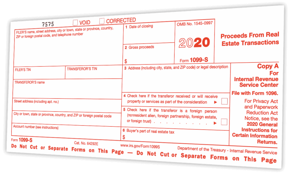 IRS form 1099-S 2020