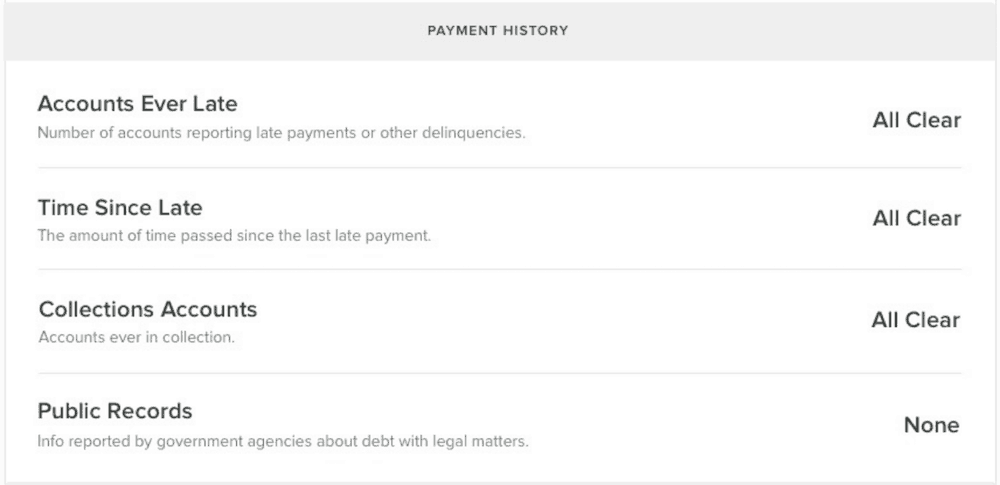 credit report payment history
