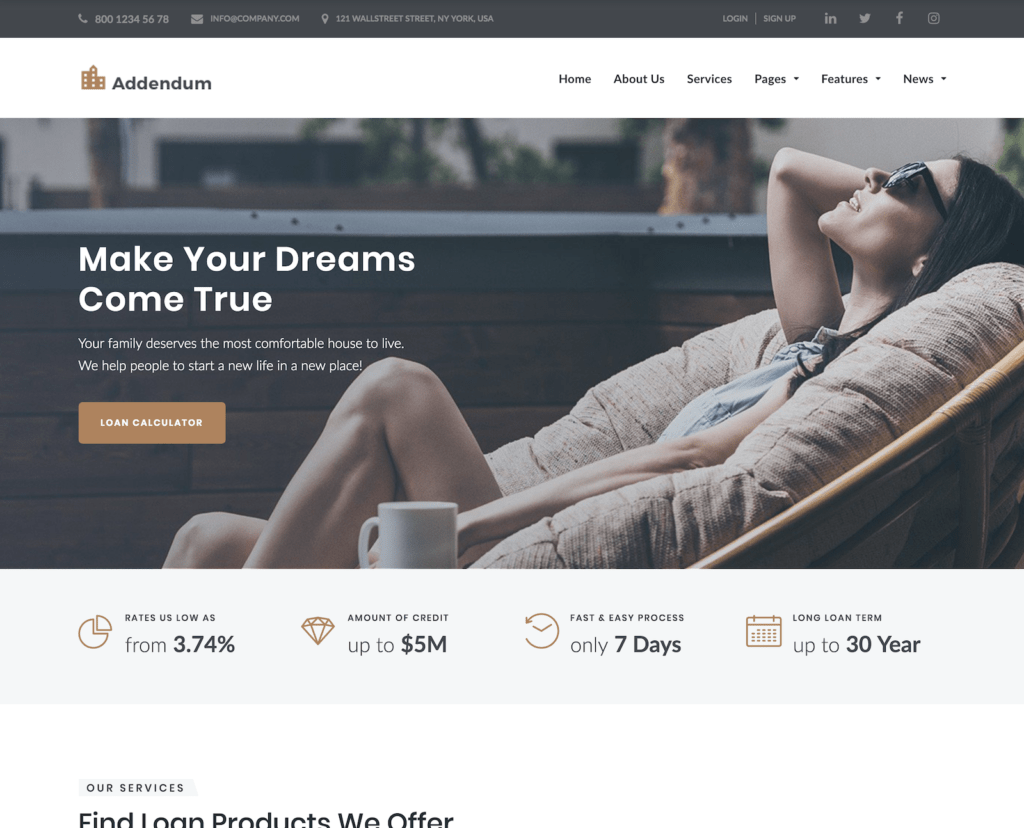 Addendum WordPress theme for real estate website