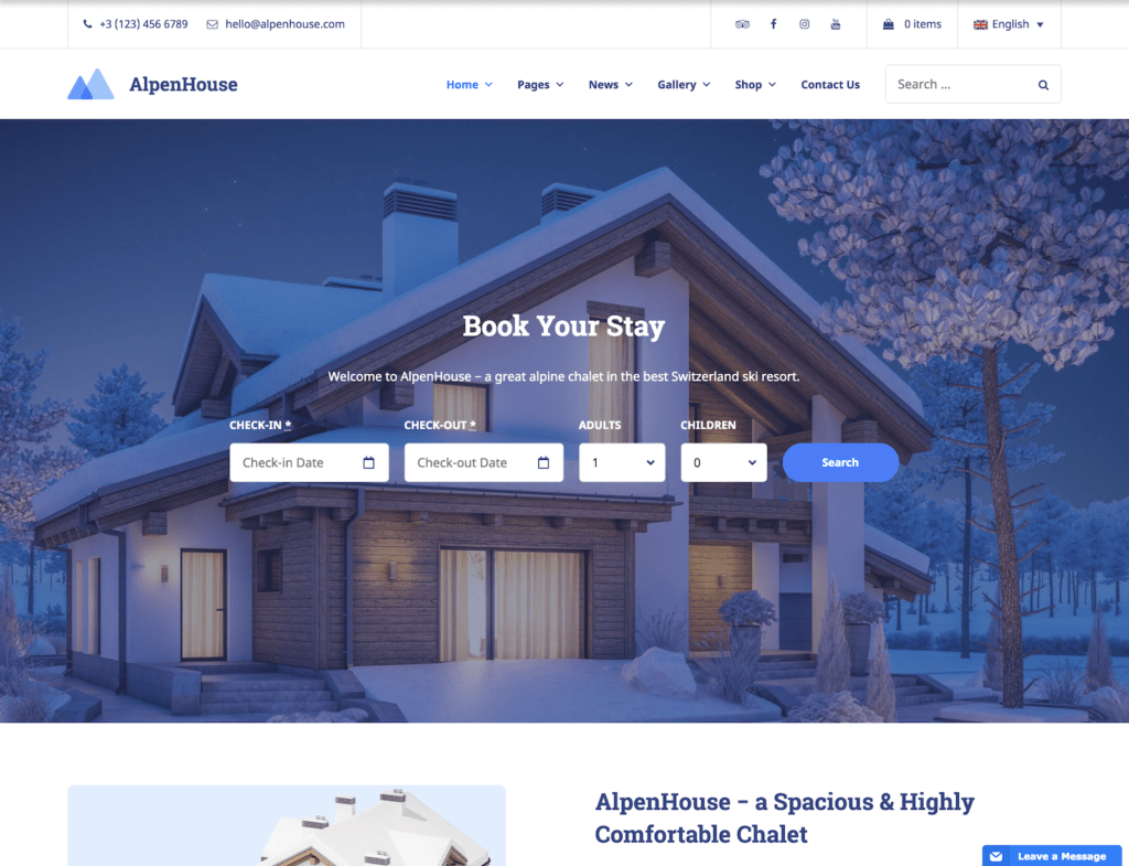 AlpenHouse WordPress theme for real estate website