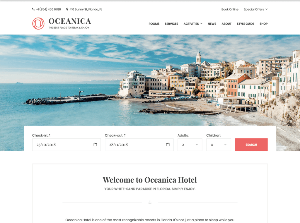 Oceanica Real Estate WordPress Theme Website