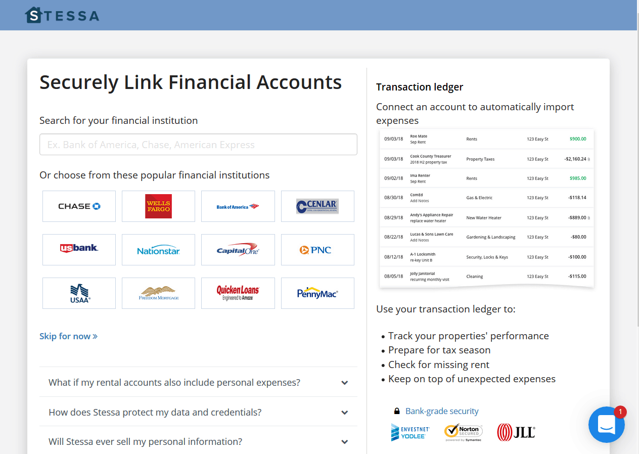 stessa linking financial accounts
