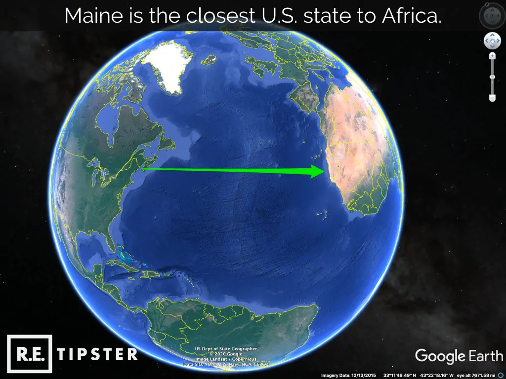 maine closest us state to africa