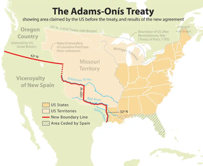 The Adams-Onis Treaty Map