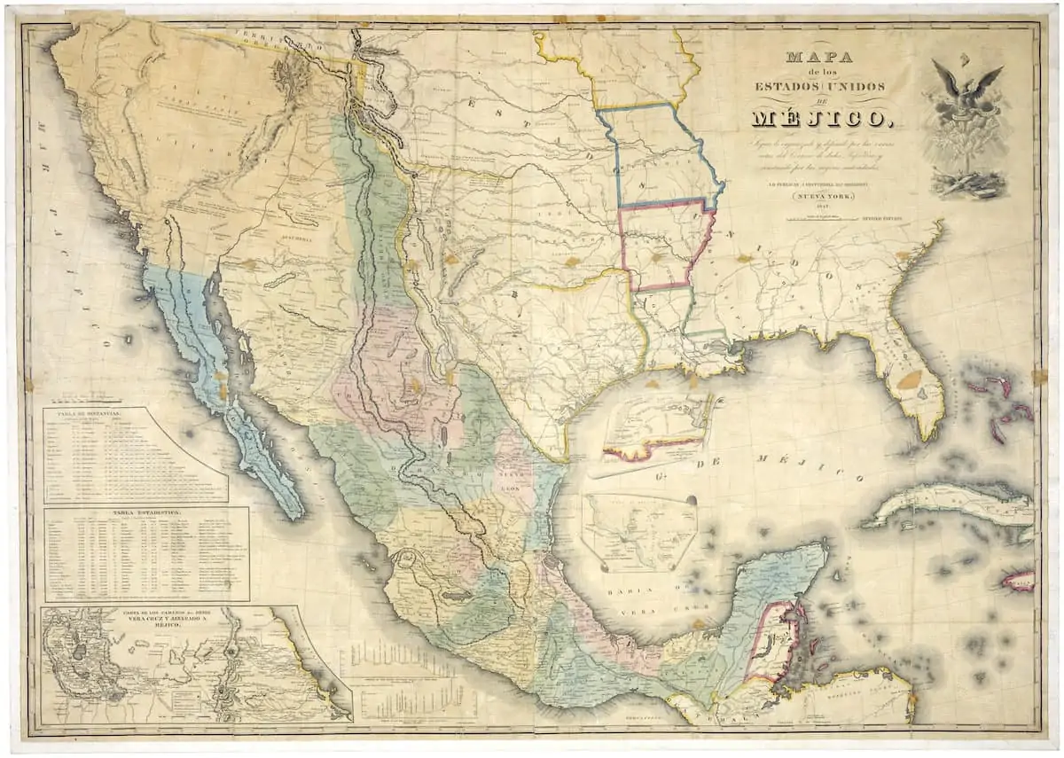 "Mapa de los Estados Unidos de Méjico" by John Disturnell, the 1847 map used during the negotiations
