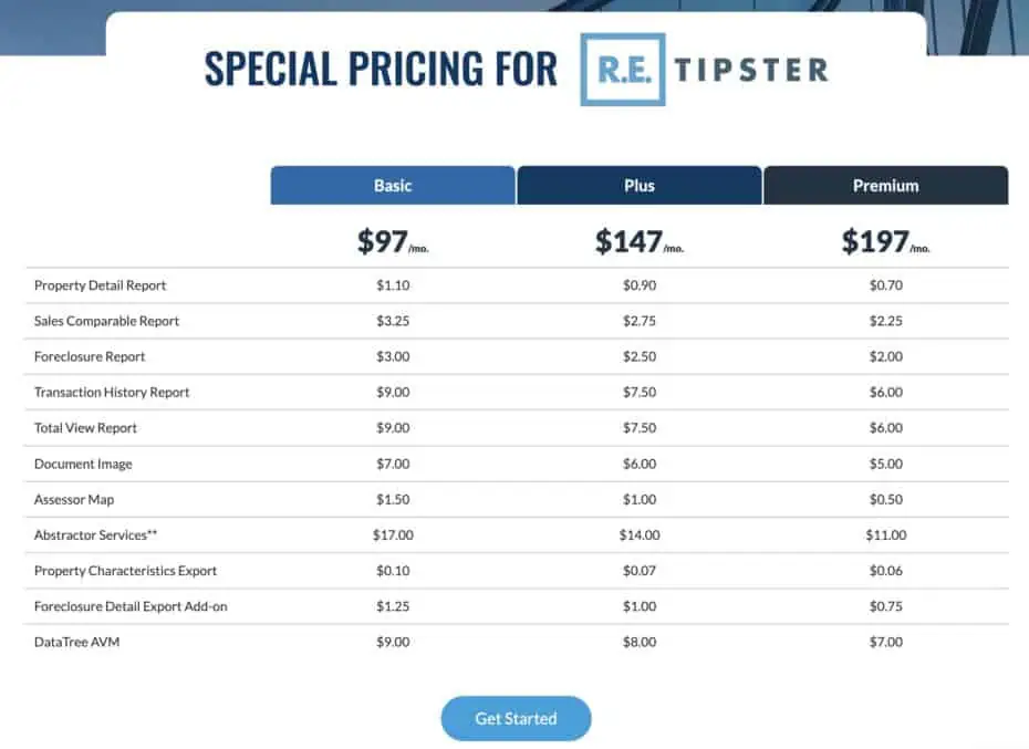 datatree pricing page