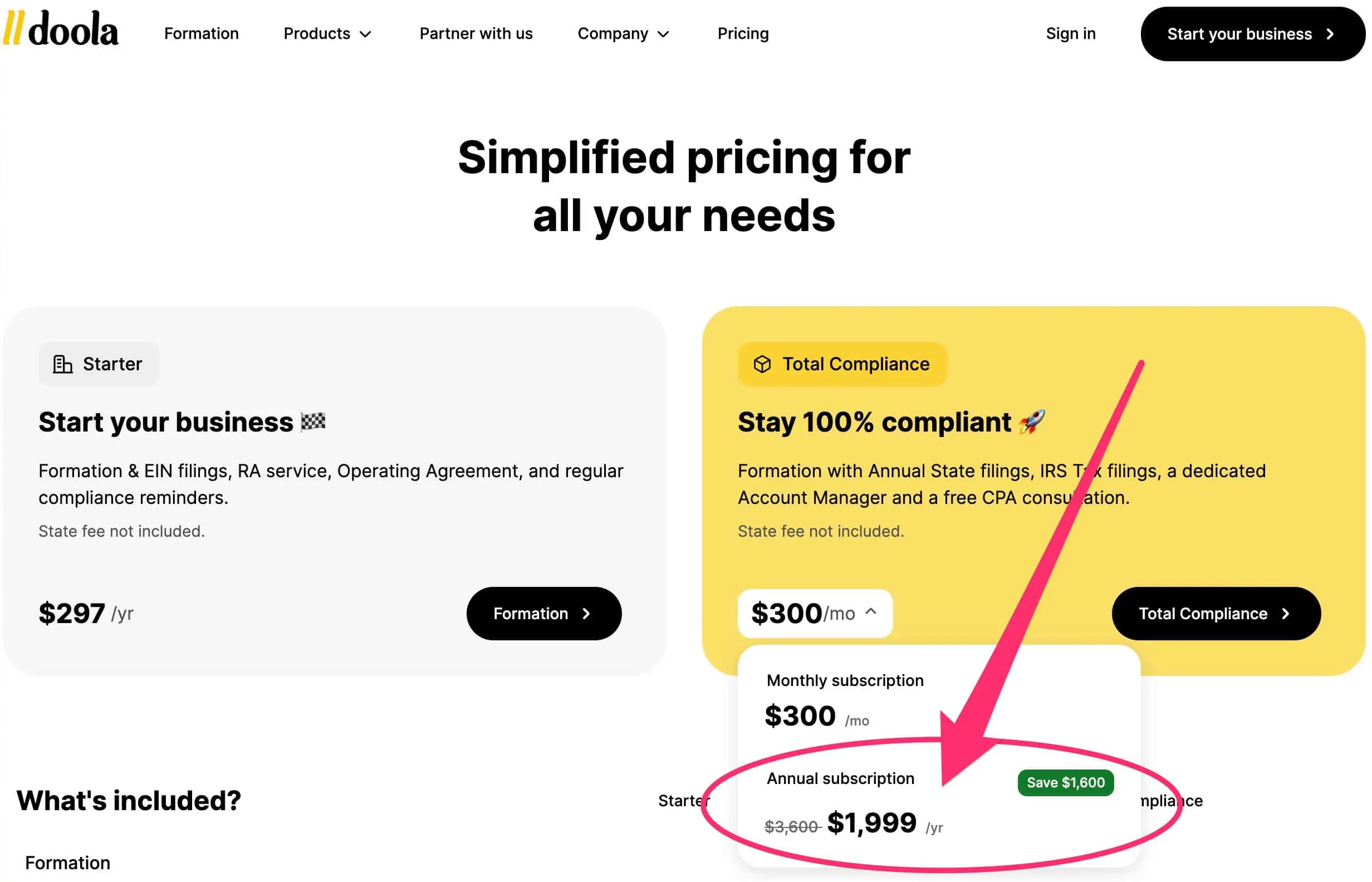 Doola Pricing